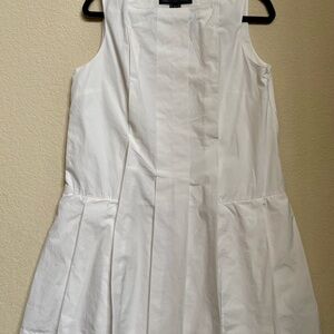 Marc by Marc Jacobs White Cotton Pleated Drop Waist Mini Dress Size S